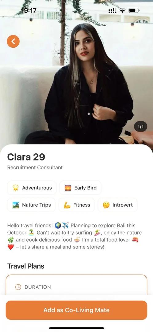 miigo user profile showcasing travel preferences interests verified reviews from travel partners for safe group travel experiences
